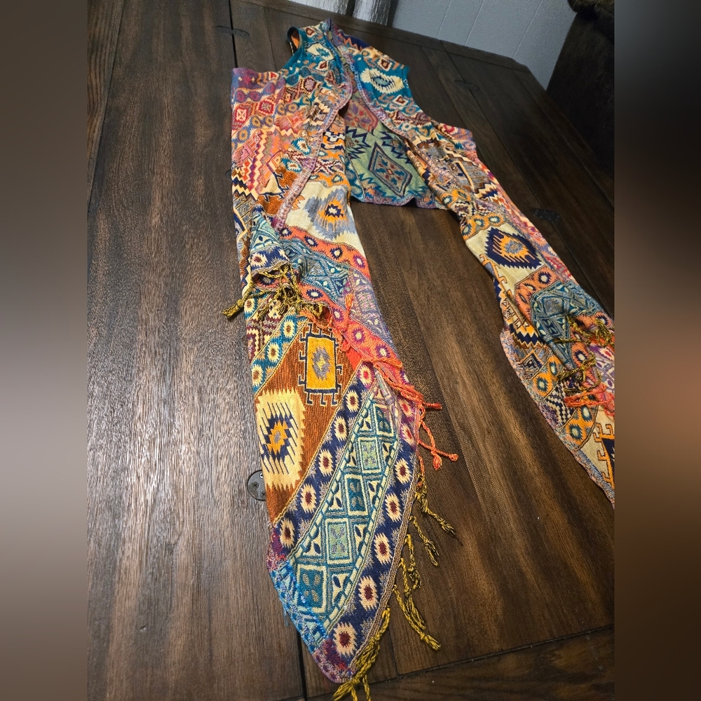 Hoho / Aztec Patterned Shawl Multicolor Mede In M… - image 5
